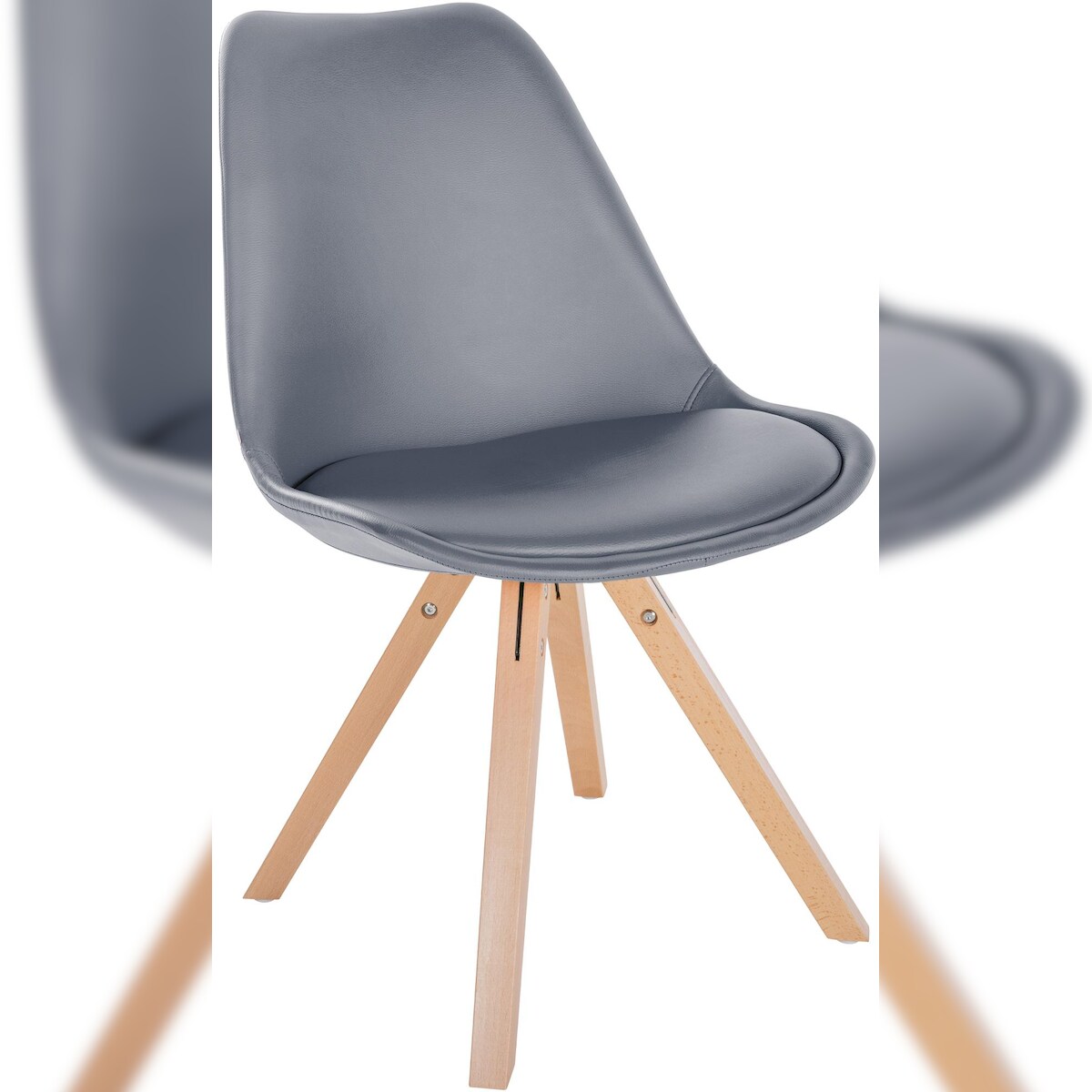 CLP Stuhl Sofia Kunstleder grau/natura (eckig) Image