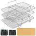 Air Fryer Rack with 50 Liners Sheets 3 Layered Stainless Steel Square Air Fryer Rack Rustproof Washable Air Fryer Dehydrator Rack Air Fryer Rack Accessories Compatible With Ninja Dual Air Fryer