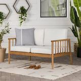 Manor Park Modern Solid Eucalyptus Wood Slatted Outdoor Loveseat Natural