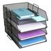 MissionMax 4 Tier Black Desktop Stackable Organizer Tray for Supplies Files Paper & Letters