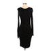 H&M Casual Dress - Sheath Crew Neck Long sleeves: Black Print Dresses - Women's Size Small