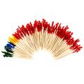 Bamboo Skewers 100 Pcs Fruit Pizza Toothpick Sandwich Toothpicks Floral Decorations Cocktail