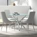 Orren Ellis 4 - Person Dining Set Glass/Upholstered/Metal in Gray | 29 H x 40 W x 40 D in | Wayfair B8AE969A067248A8BA7C45866714EA0B