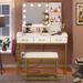 Willa Arlo™ Interiors Paradis 39.4" Makeup Vanity w/ USB Power Outlet & 2 Adjustable Hooks Wood in White | 53.43 H x 39.4 W x 17.7 D in | Wayfair