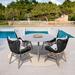 Joss & Main Daphnee Round 4 - Person 47" Long Outdoor Dining Set w/ Cushions Wood/Stone/Concrete in Brown/Gray/White | 47 W x 47 D in | Wayfair