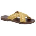 37 Gold Emmanuela Antike griechische flache Sandalen aus Leder, hochwertige handgefertigte Slide on X Strap Sommerschuhe für Damen, Slide Sandalen mit offenen Zehen