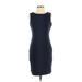 Nine West Casual Dress - Sheath Crew Neck Sleeveless: Blue Print Dresses - Women's Size 4