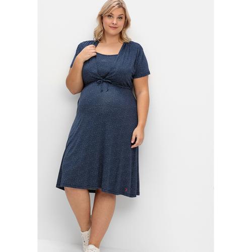„Umstandskleid SHEEGO „“Große Größen““ Gr. 42, Normalgrößen, blau (nachtblau bedruckt) Damen Kleider Umstandskleider aus Jersey, mit Stillfunktion“
