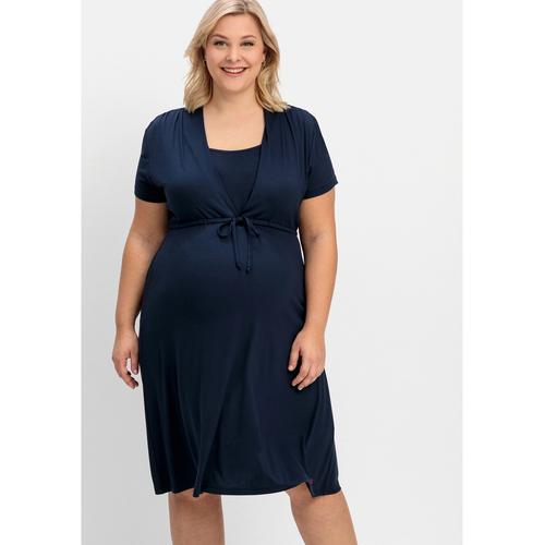 „Umstandskleid SHEEGO „“Große Größen““ Gr. 56, Normalgrößen, blau (nachtblau) Damen Kleider Umstandskleider aus Jersey, mit Stillfunktion“