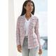 Kurzblazer LASCANA Gr. 46, bunt (creme, blau, pink kariert) Damen Blazer