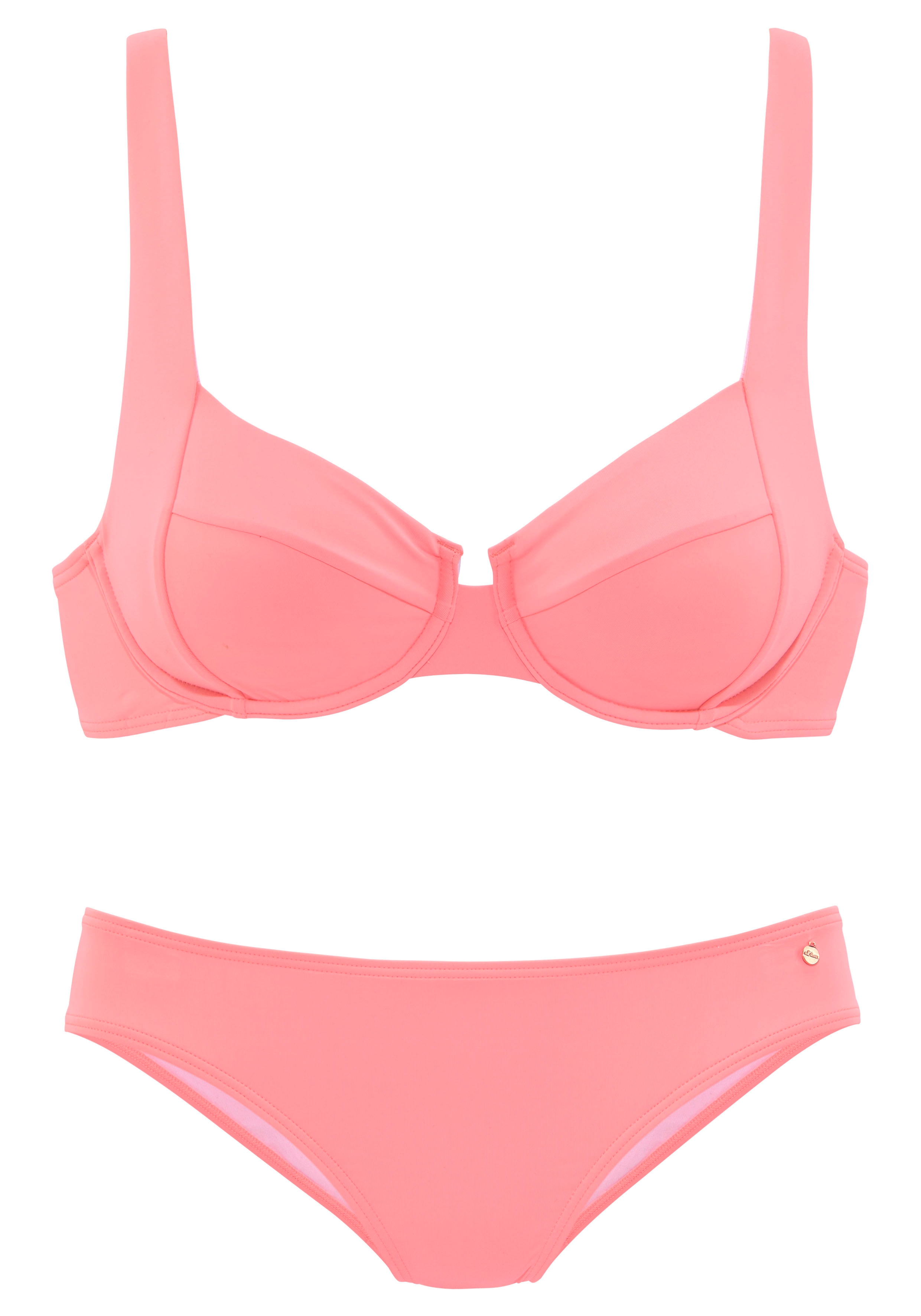 Bügel-Bikini S.OLIVER, Damen, Gr. 42, Cup B, orange (peach), Recycling-Polyamid, unifarben, Bikini-Sets Bügel-Bikini, mit komfortablem Schnitt