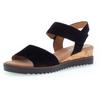 Sandalette GABOR "GENUA", Damen, Gr. 39, schwarz (schwarz, schwarz), Ziegenveloursleder, klassisch, Schuhe, Sommerschuh, Sandale, Keilabsatz, mit kleinem Stretch, Weite G