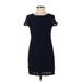 Banana Republic Factory Store Casual Dress - Shift Crew Neck Short sleeves: Blue Print Dresses - Women's Size 2 Petite
