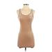 Shein Casual Dress - Bodycon Scoop Neck Sleeveless: Tan Print Dresses - Women's Size Small