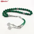 Tasbih-Bracelet en pierre malachite diamant Misbaha chapelet islamique perles de prière musulmane