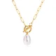 Mini collier à bascule en perles pour femmes pendentif en perles chaîne trombone en acier