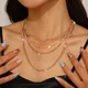 Jewelry-Collier plaqué or vintage pour femmes bijoux fantaisie différents niveaux géométrique