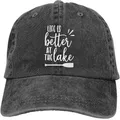 Casquette de baseball pour femme chapeau en coton vintage noir drôle Life is Better at the Lake