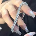 Bracelet de Tennis de luxe pour femmes boucle pliante brillant zircone AAA bijoux de mariage à