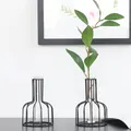 Vase de fleurs séchées en fer noir doré verre géométrique Pot de décoration de table de salon de