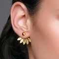 Boucles d'oreilles en métal pour femmes bijoux en forme de fleur couleur or Rose Double face à