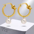 Vnox-Boucles d'oreilles en perles simulées pour femmes bijoux de fête clip d'oreille Huggie en