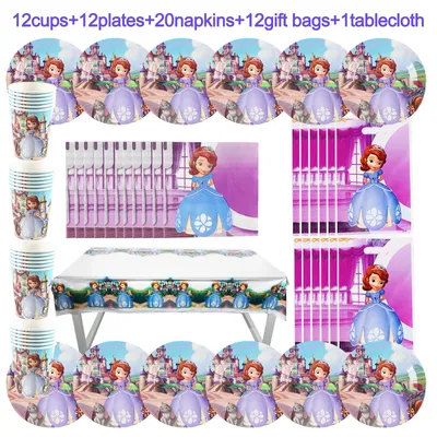 Fournitures de fête Disney Sofia pour enfants décorations d'anniversaire thème princesse standard