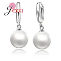 Boucles d'oreilles perle en argent regardé 925 pour femme cerceau blanc accessoires de boucle