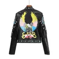 Manteaux en cuir de style punk rock pour femmes veste en cuir de chancelier de moto support