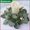 Couronnes de bougies eucalyptus artificielles anneau de bougie léger pour la décoration de la