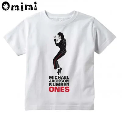 T-shirt Michael Jackson Rock N Roll Star pour enfants garçons et filles blanc court musique Bad