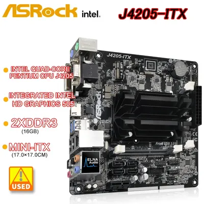 ASRock J4205-ITX Intel façades-Core Pentium Processeur J4205 intégré Intel HD vec505 HDMI 2xDDR3 16