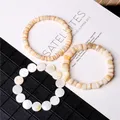 Bracelets en nacre d'eau douce pour hommes et femmes forme irrégulière naturelle perles carrées