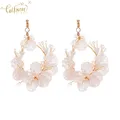 Boucles d'oreilles en cristal grande fleur bijoux de mariage faits à la main Clip pour femmes