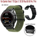 Bracelet Sport en Nylon 26mm 22mm pour montre intelligente Garmin Fenix 7X 7 6X 6 Pro 5X 5 3HR