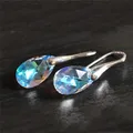Boucles d'oreilles en cristal pour femmes bijou bleu pendentif crochet breloque diamant cadeau