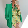 Robe Courte Vintage à Manches sulfpour Femme Tenue Éducative avec Nministériels ds Floraux Verts