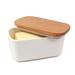 Gracie Oaks Eberhard Butter Dish Ceramic in Brown/White | 5 H x 4.25 W x 7.5 D in | Wayfair 6EA45DA48BF24D17AA44D9B18308C676