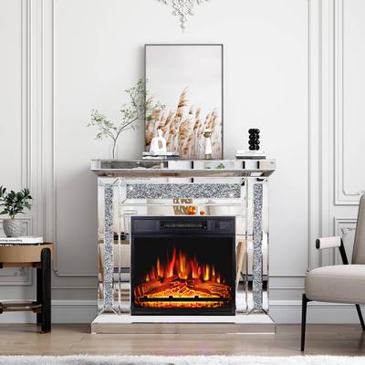 Modern 31.5" Electric Fireplace, with Mirrored Mantel