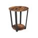 Vintage End Table, Metal Side Table, Round Sofa Table with Storage Rack,Stable and Sturdy Construction, Easy Assembly