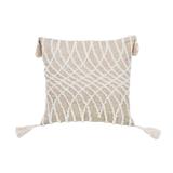 HomeRoots 17" X 17" Taupe And White Interlocking Zippered Polyester Throw Pillow With Tassels