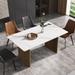 63 Inch Modern Marble Dining Table, Sintered Stone Table Top,Carbon Steel Base,for Up To 6