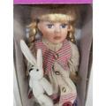 Vintage Limited Edition Hollylane Porcelain 10 Doll Western Prairie Dress Bunny Strawberry Blonde Braids Blue Eyes