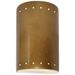 Ambiance 9 1/2"H Gold Perfs Cylinder Closed LED ADA Sconce