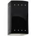 9.5" Ceramic Rectangle ADA Gloss Black LED Outdoor Sconce w/ Perfs