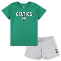 Women's Fanatics Branded Kelly Green/Heather Gray Boston Celtics Plus Size T-Shirt & Shorts Combo Set