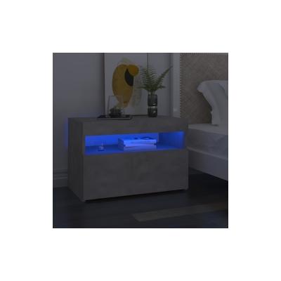 vidaXL Nachttische mit LED-Leuchten 2 Stk. Betongrau 60x35x40 cm