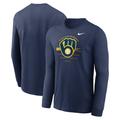 Men's Nike Navy Milwaukee Brewers Over Arch Performance Long Sleeve T-Shirt