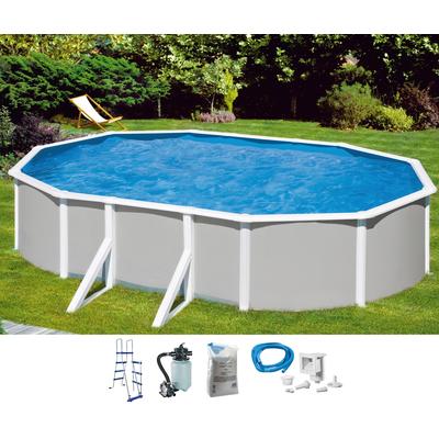 Ovalpool MY POOL BWT "BELIZE 3", grau (grau, weiß), B:375cm H:132cm L:610cm, Schwimmbecken, verschiedene Größen, zum Aufstellen Image