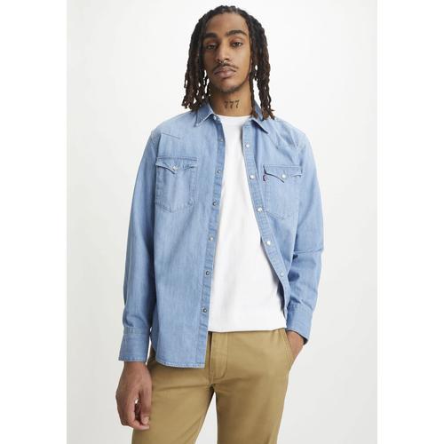 „Jeanshemd LEVI’S „“LE BARSTOW WESTERN STAND““ Gr. S, N-Gr, blau (light indigo) Herren Hemden Langarm mit Brusttaschen“